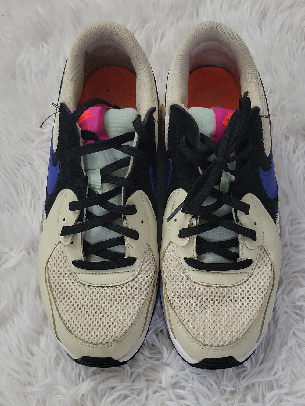 Nike Cream and Black Running Shoes with Purple Swoosh